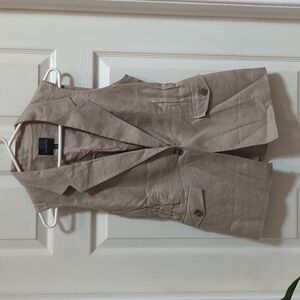 The Limited Women's Khaki 1-Button Front Linen Vest w/Elastic Waist Size XS